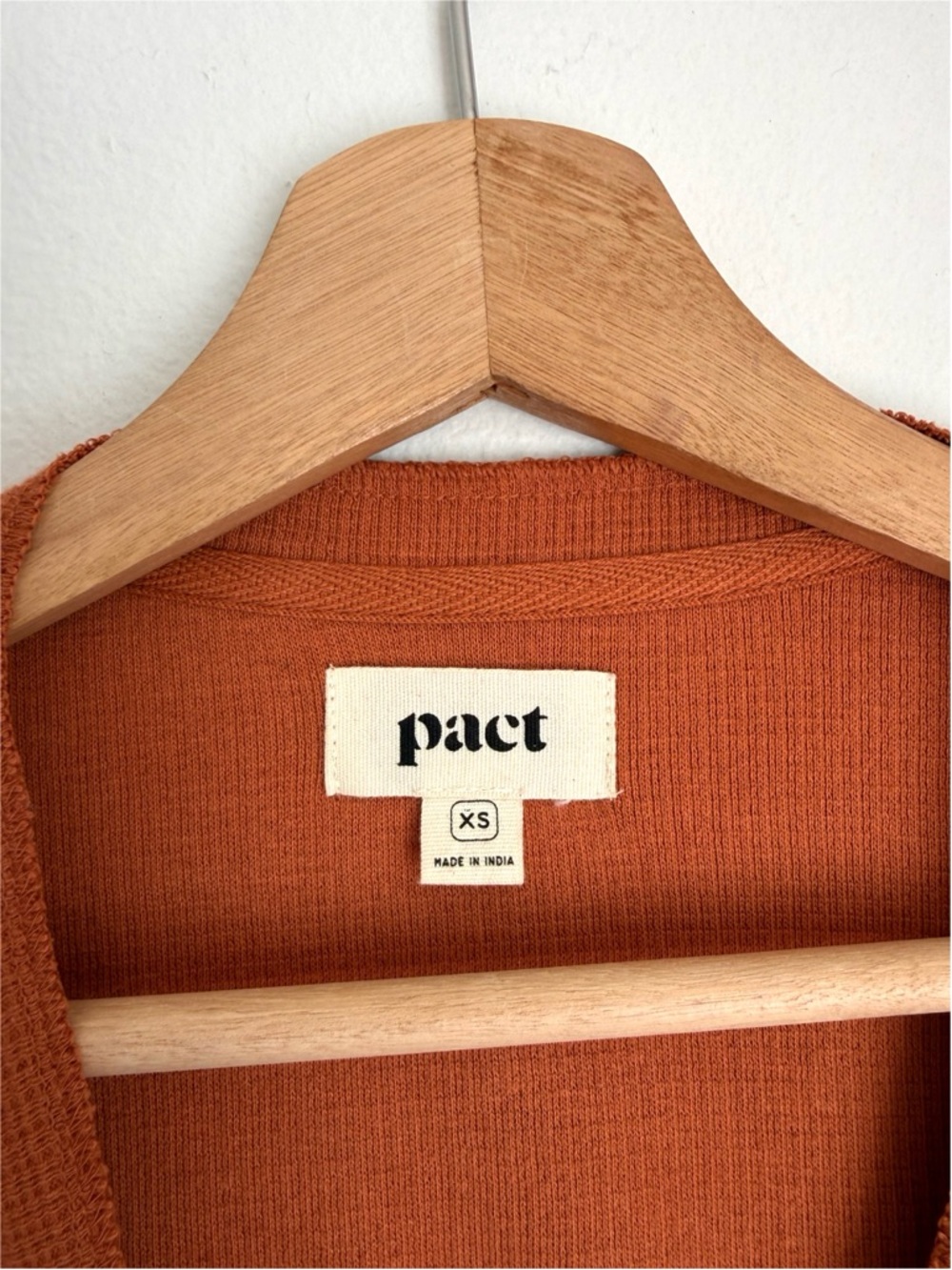 Pact Waffle Henley Orange Long Sleeve Top Organic Cotton - Picture 5 of 5